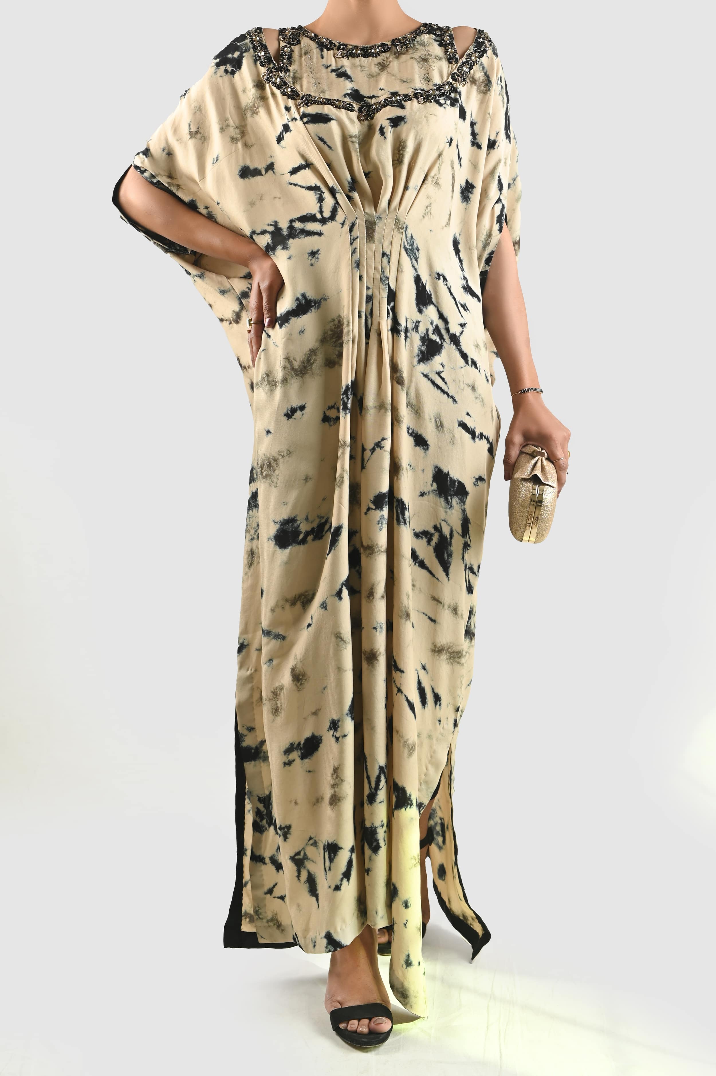 Beige & Black Kaaftan