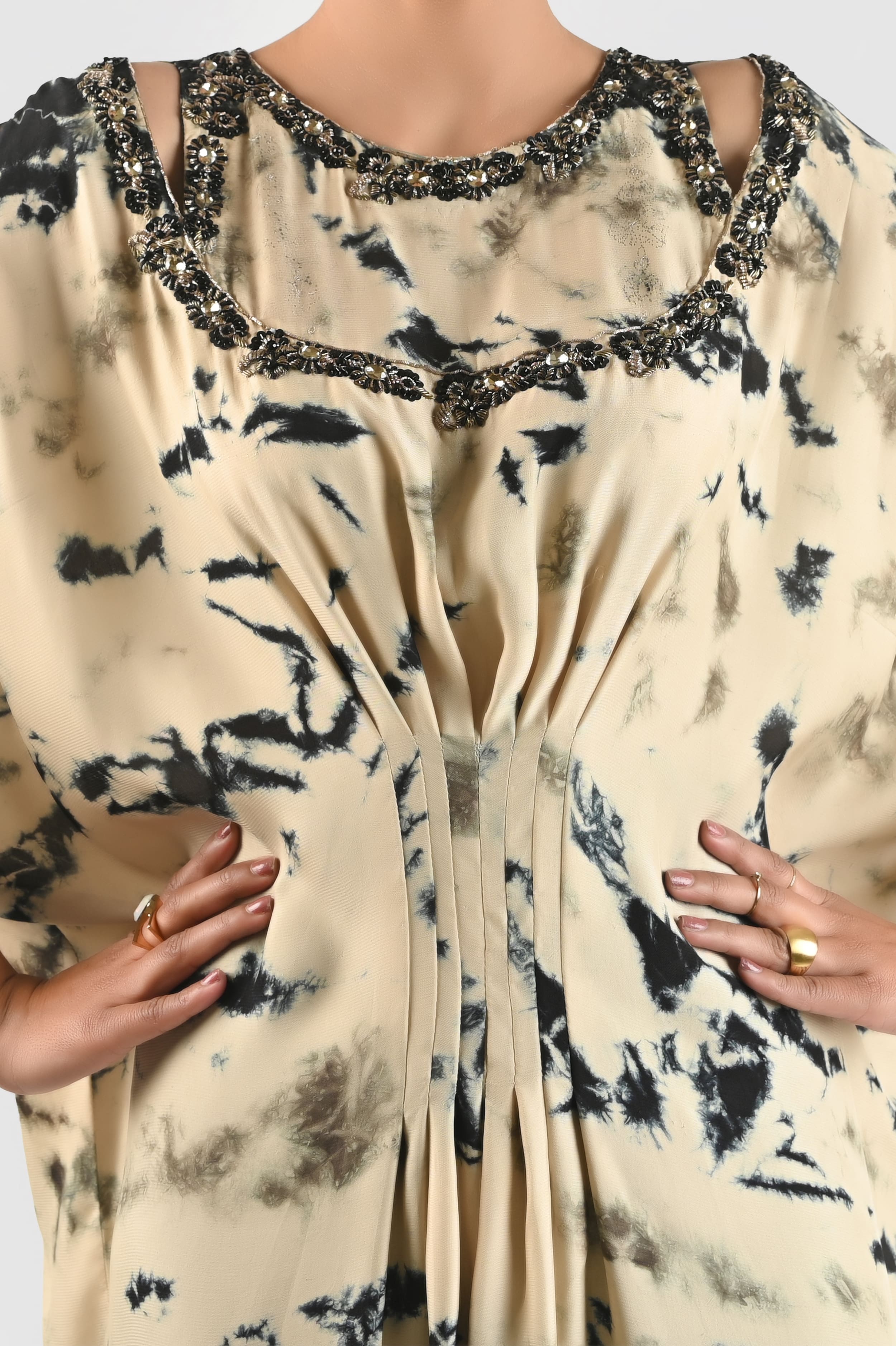 Beige & Black Kaaftan